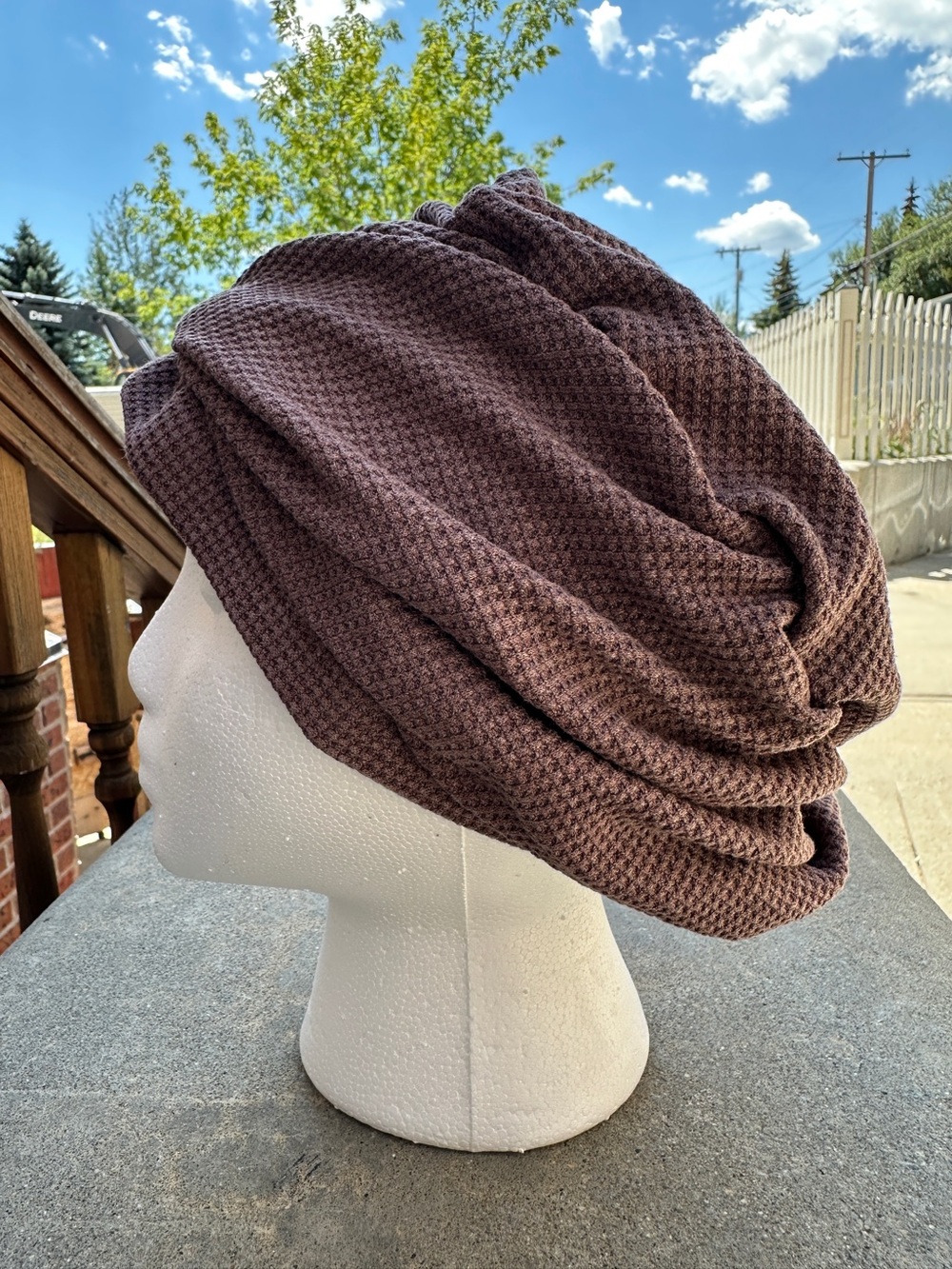 Light brown Waffle Knit Slouchy Beanie Hat - Tichel Beret snood headcovering